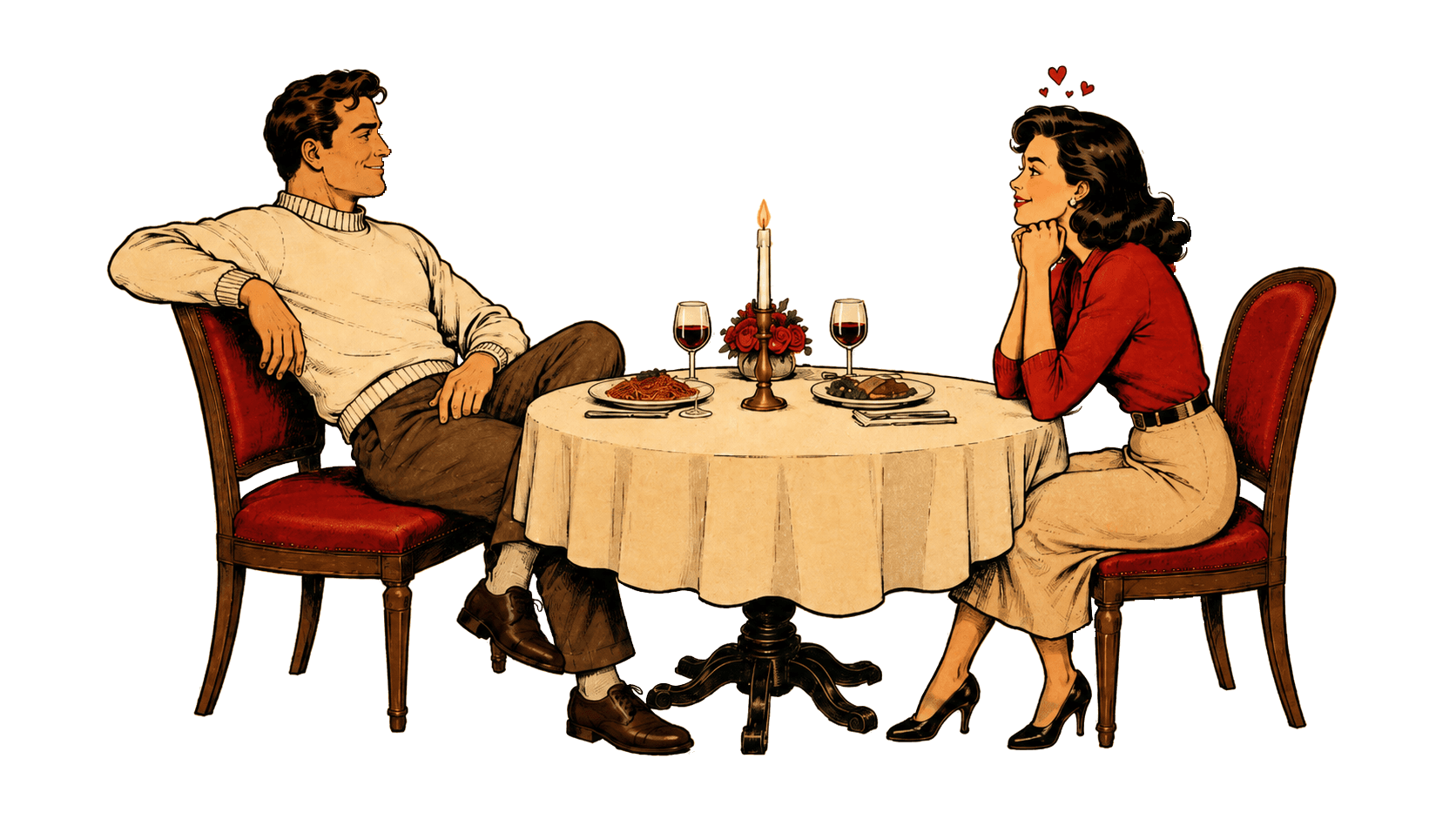Romantic dinner illustration